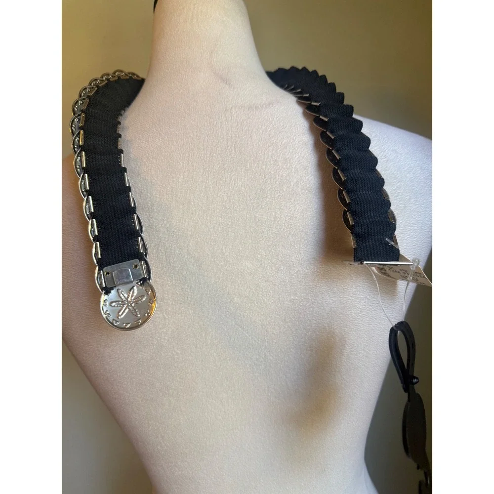 Vintage Silver Sand Dollar Stretch Belt Coastal Nautical Deadstock NWT boho Y2K‎